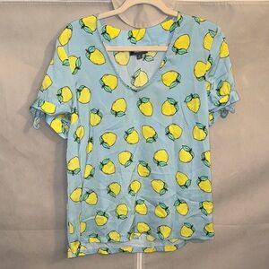 Modcloth Blue Top with Lemon Print